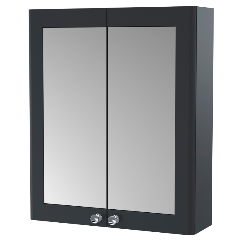 Classique 600mm 2 Door Mirrored Bathroom Cabinet - Soft Black Classique 600mm 2 Door Mirrored Bathroom Cabinet - Soft Black