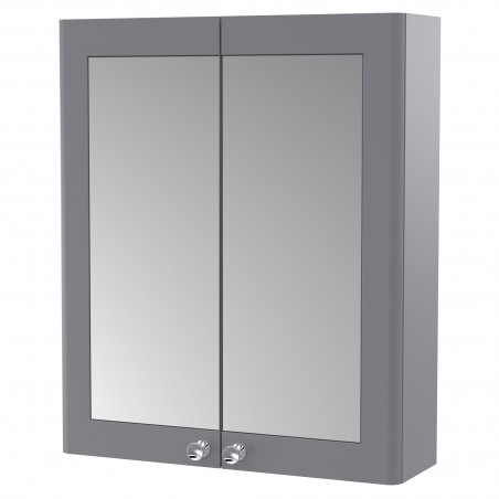 Classique 600mm 2 Door Mirrored Bathroom Cabinet - Satin Grey