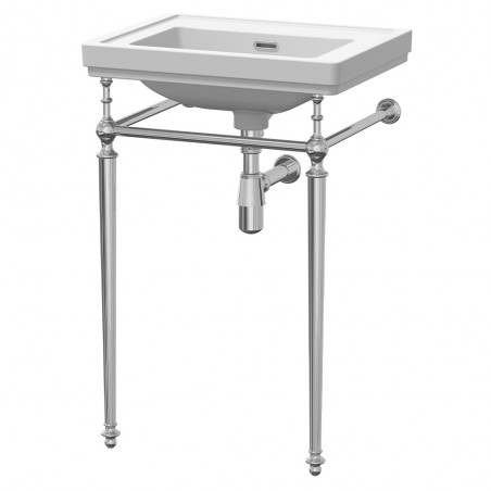 Carlton 500mm No Tap Holes Basin With Traditional Stand - White