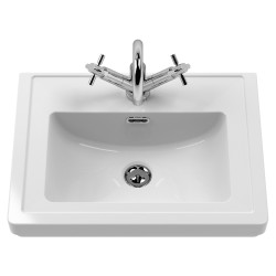 Classique 500mm Freestanding 2 Door Vanity Unit with Basin Satin White - 1 Tap Hole - Insitu