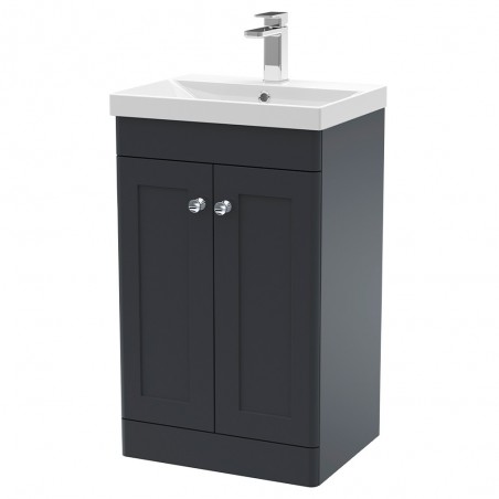 Classique 500mm Freestanding 2 Door Unit & Thin-Edge Ceramic Basin - Soft Black