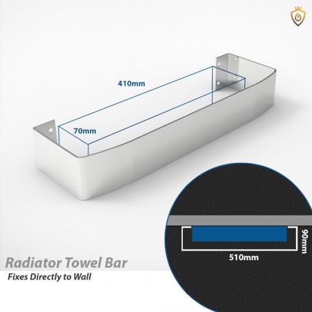 510mm(w) x 90mm(d) Chrome Universal Wall Fitted Towel Bar