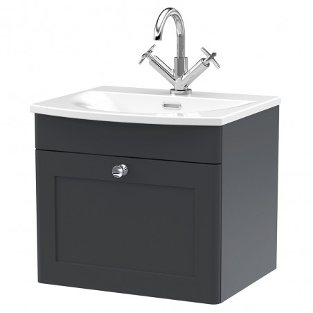 Classique 500mm Wall Hung 2 Door Unit & Curved Basin - Soft Black