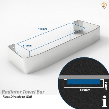 510mm(w) x 150mm(d) Chrome Universal Wall Fitted Towel Bar