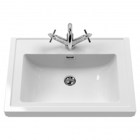 Classique 600mm Freestanding 2 Door Vanity Unit with Basin Satin Grey - 1 Tap Hole