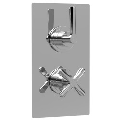 Chrome Aztec Twin Thermostatic Shower Valve with Diverter  - 2 Outlets