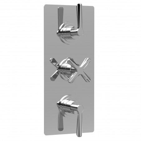 Chrome Aztec Triple Thermostatic Shower Valve - 2 Outlets