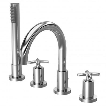 Aztec Deck Mount 4 Tap Hole Bath Mixer with Kit - Chrome