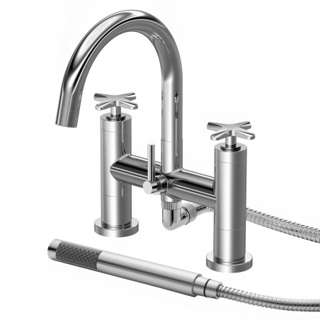 Aztec Deck Mount Bath Shower Mixer with Kit - Chrome