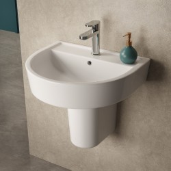 Luna 520mm Basin with 1 Tap Hole and Semi Pedestal - Insitu