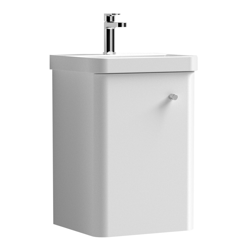 Core 400mm Wall Hung 1 Door Vanity Unit & Basin - Gloss White Core 400mm Wall Hung 1 Door Vanity Unit & Basin - Gloss White