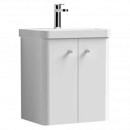 Core 500mm Wall Hung 2 Door Vanity Unit & Basin - Gloss White