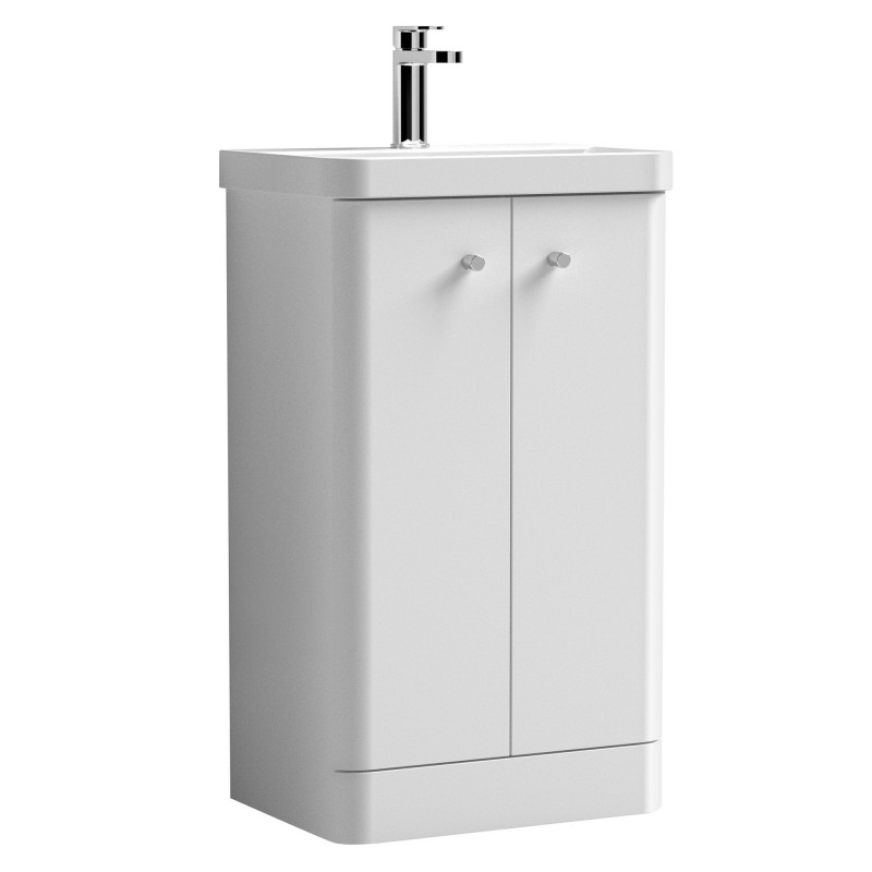 Core 500mm Freestanding 2 Door Vanity Unit & Basin - Gloss White Core 500mm Freestanding 2 Door Vanity Unit & Basin - Gloss White