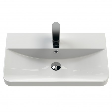 Core 600mm Wall Hung 2 Door Vanity Unit & Basin - Gloss White