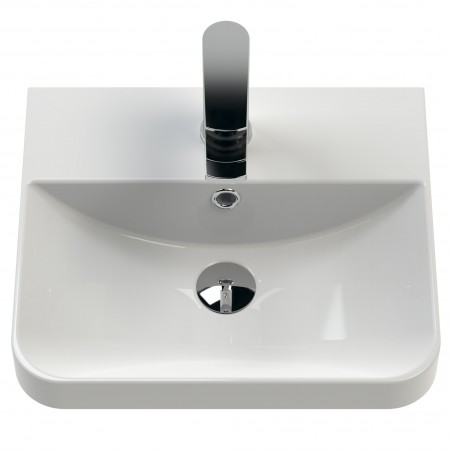 Core 400mm Wall Hung 1 Door Vanity Unit with Thin Edge Basin - Soft Black