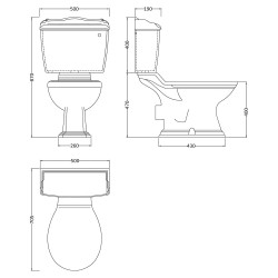 Chancery Close Coupled Toilet - Technical Drawing