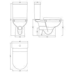 Asselby Close Coupled Toilet - Technical Drawing