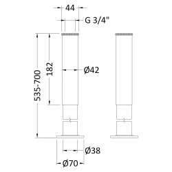 Bath Legs With Adjustable Shrouds - Technical Drawing