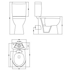 Doc M Comfort Height Toilet Pan with Cistern and Seat - Technical Drawing