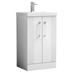 Deco 500mm Freestanding 2 Door Vanity Unit with Mid-Edge Basin - Satin White