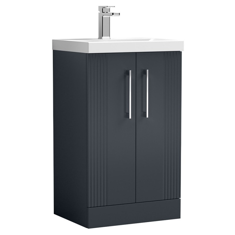 Deco 500mm Freestanding 2 Door Vanity Unit with Mid-Edge Basin - Soft Black Deco 500mm Freestanding 2 Door Vanity Unit with Mid-Edge Basin - Soft Black