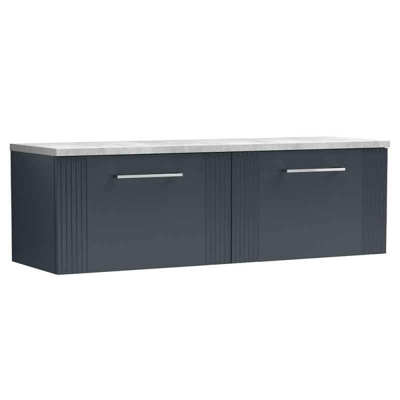 Deco 1200mm Wall Hung 2 Drawer Vanity Unit & Laminate Worktop - Soft Black/Bellato Grey Deco 1200mm Wall Hung 2 Drawer Vanity Unit & Laminate Worktop - Soft Black/Bellato Grey