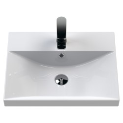 Deco 500mm Wall Hung Single Drawer Vanity Unit with Thin-Edge Basin - Satin White - Insitu