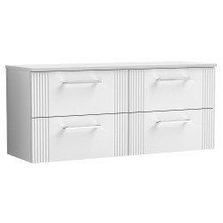 Deco 1200mm Wall Hung 4 Drawer Vanity Unit with Worktop - Satin White