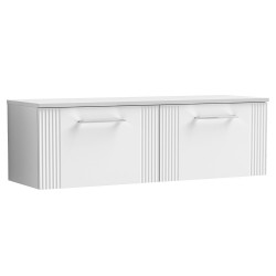 Deco 1200mm Wall Hung 2 Drawer Vanity Unit with Worktop - Satin White