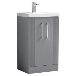 Deco 500mm Freestanding 2 Door Vanity Unit with Mid-Edge Basin - Stain Grey