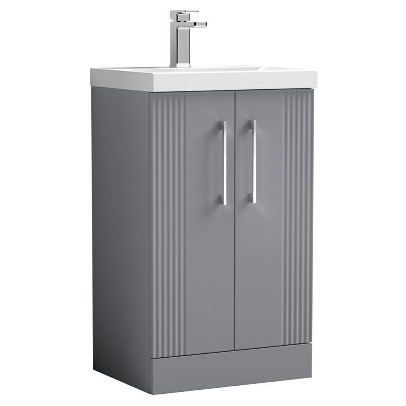 Deco 500mm Freestanding 2 Door Vanity Unit with Thin-Edge Basin - Stain Grey Deco 500mm Freestanding 2 Door Vanity Unit with Thin-Edge Basin - Stain Grey