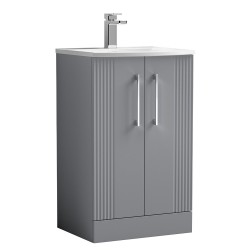 Deco 500mm Freestanding 2 Door Vanity Unit with Curved Basin - Stain Grey