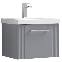 Deco 500mm Wall Hung Single Drawer Vanity Unit with Mid-Edge Basin - Stain Grey
