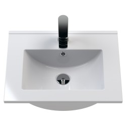 Deco 500mm Wall Hung 2 Drawer Vanity Unit with Minimalist Basin - Stain Grey - Insitu