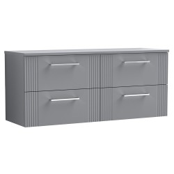 Deco 1200mm Wall Hung 4 Drawer Vanity Unit with Worktop - Stain Grey