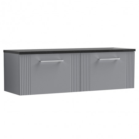 Deco 1200mm Wall Hung 2 Drawer Vanity Unit & Laminate Worktop - Satin Grey/Sparkle Black