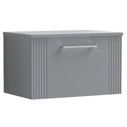 Deco 600mm Wall Hung Single Drawer Vanity Unit with Worktop - Stain Grey