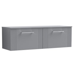 Deco 1200mm Wall Hung 2 Drawer Vanity Unit with Worktop - Stain Grey