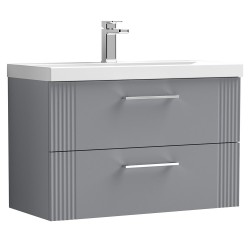 Deco 800mm Wall Hung 2 Drawer Vanity Unit with Mid-Edge Basin - Stain Grey