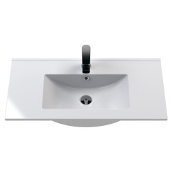 Deco 800mm Wall Hung 2 Drawer Vanity Unit with Minimalist Basin - Stain Grey - Insitu