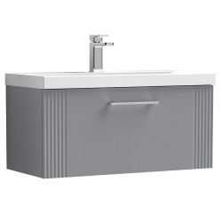 Deco 800mm Wall Hung Single Drawer Vanity Unit with Mid-Edge Basin - Stain Grey