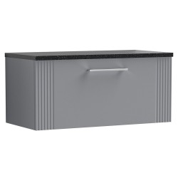 Deco 800mm Wall Hung Single Drawer Vanity Unit with Laminate Top - Stain Grey