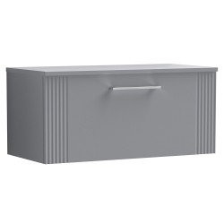 Deco 800mm Wall Hung Single Drawer Vanity Unit with Worktop - Stain Grey