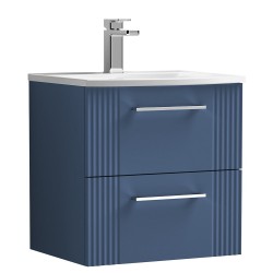 Deco 500mm Wall Hung 2 Drawer Vanity Unit with Curved Basin - Satin Blue