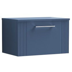 Deco 600mm Wall Hung Single Drawer Vanity Unit with Worktop - Satin Blue