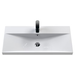 Deco 800mm Wall Hung 2 Drawer Vanity Unit with Thin-Edge Basin - Satin Blue
