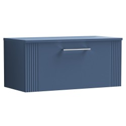 Deco 800mm Wall Hung Single Drawer Vanity Unit with Worktop - Satin Blue