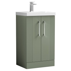 Deco 500mm Freestanding 2 Door Vanity Unit with Mid-Edge Basin - Satin Green