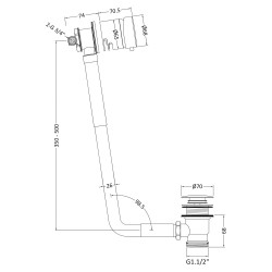 Deco Satin White 500mm WC Unit - Satin White - Technical Drawing