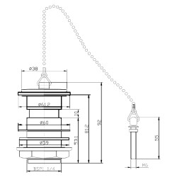 Contract Basin Waste with Poly Plug & Ball Chain - Technical Drawing